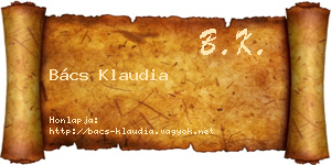 Bács Klaudia névjegykártya